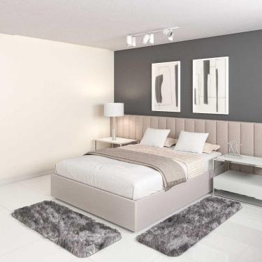 Imagem de Jogo Tapete Passadeira Quarto 2 Uni Mescla Cinza 50 X 140 Cm