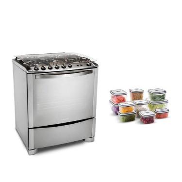 Imagem de Kit Fogão Celebrate de Piso 5 Bocas (76STX) Bivolt +  Kit Potes 10 Uni