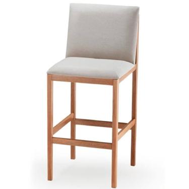 Imagem de Banqueta Nina Ozki 105 Cm (altura) Madeira Eucalipto Cedro Tecido Cinza Corda Couro Reconstituído