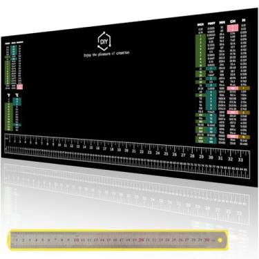 Imagem de TAROTKIN Tapete De Bancada, 35,5" X 16" Borracha Silicone Faça Você Mesmo, Mesa Trabalho Grande, Ferramentas Neoprene Magnético, Conjunto Régua Com Tabelas Conversão Métrica Padrão Sae/Metric