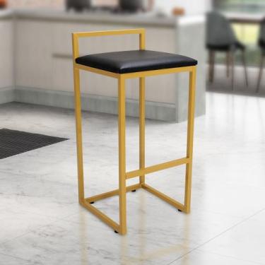 Imagem de Banqueta Industrial Para Mesa Balcão Dourada - Metalaço