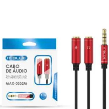 Imagem de Cabo Adaptador De Audio 2 P2 Femea Para P3 Macho Max-0302m