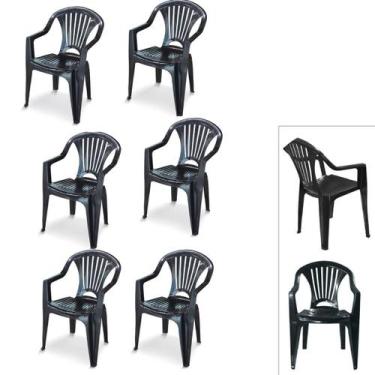 Imagem de Kit 6 Cadeira Poltrona Plástico Vime Multiuso Ler Preta - Arqplast