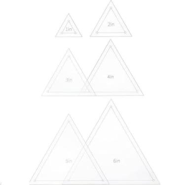 Imagem de Conjunto de 6 peças de molde de acolchoado de acrílico (triângulos de 1/2/3/4/5/15.2 cm), régua de colcha para costura, artesanato faça você mesmo
