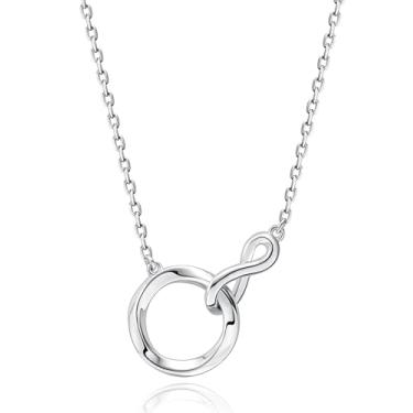 Imagem de FANCIME Colar Infinito Amor Pulseira para Mulheres Prata Esterlina Banhado a Ouro Branco Delicado Simulado Diamante Infinito Símbolo Joias Aniversário Formatura Presentes de Dia das Mães para Mulheres