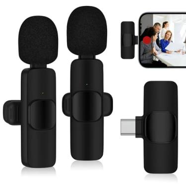 Imagem de Microfone sem fio para iPhone 17/Air/17 Pro/17 Pro Max/16e/16/15/Pro Max, microfone de lapela sem fio USB C, som cristalino para gravação de vídeo, streaming, YouTube, TikTok