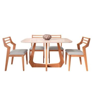 Imagem de Mesa com 4 Cadeiras Damasco Bromelia 1,30 Sala de Jantar Moderna Madei