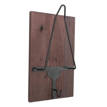 Imagem de Motocicleta Capacete Rack Montagem de parede de parede de madeira e capacete de ferro e capacete de ferro com gancho de jaqueta para bicicleta Baseball Motorcycle Gear