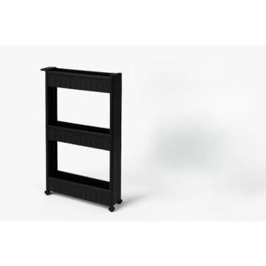 Imagem de Prateleira Armário Multiuso Rodinhas Organizador de Cozinha Banheiro e Lavanderia Varios(Preto-2 Andares)