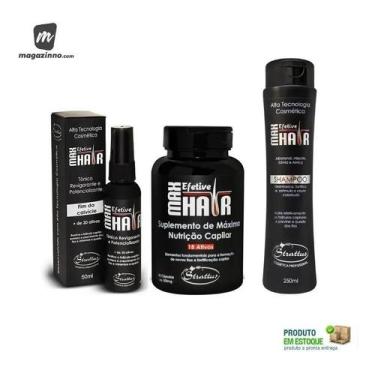 Imagem de Kit Max Efetive Hair Tônico + Shampoo + Polivitaminico Capsula   - Str