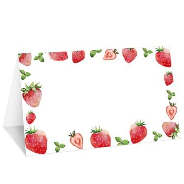 Imagem de Cartões Strawberry Place, conjunto de 25 cartões de nome de barraca para configuração de mesa, etiqueta de comida para casamento, chá de bebê, artigos de festa de jantar de aniversário -024