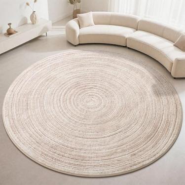 Imagem de Carvapet Tapete redondo de imitação de juta - Tapete circular lavável com aparência de juta de 1,8 m com revestimento de borracha antiderrapante, tapete dobrável resistente a manchas para sala de