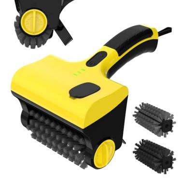 Imagem de Escova elétrica 2 em 1, limpador elétrico sem fio para churrasqueira externa, cabeça de escova de limpeza rotativa de 360°, escova de churrasqueira resistente recarregável, impermeável IPX7