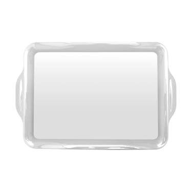 Imagem de Bandeja Plástica 40x27cm Multiuso Restaurante Fast Food Festa Self Service 20 Un. (Branco)