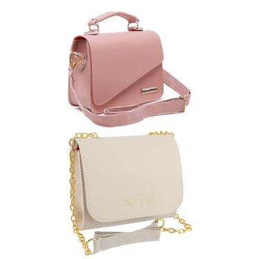 Imagem de Bolsa feminina kit 2 bolsas alça transversal - ZBOLSAS, Mini, Bg rose 