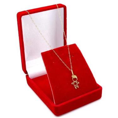 Imagem de Corrente Feminina Americana 40cm De Ouro 18k Com Pingente Filho - DR J