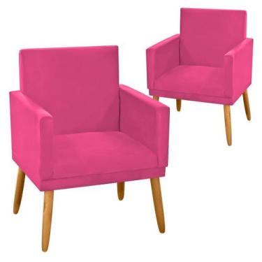 Imagem de Kit 2 Poltronas Decorativa Nina CR suede pink para leitura - JBL ESTOF