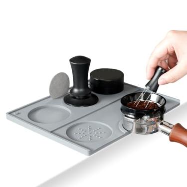 Imagem de Tapete de café expresso - Estação de adulteração de café expresso, silicone de grau alimentício, acessório para baristas, casa, cozinha, bar, cafeteria, 24 x 19 cm (cinza)
