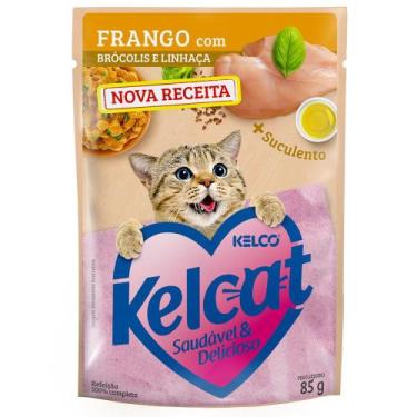 Imagem de Sachê Ração Úmida Kelcat Sabor Frango Com Brócolis e Linhaça 85g - Kel