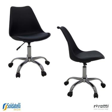 Imagem de KIT 2 Cadeiras Office Luisa Cromada Várias Cores - Rivatti, Preto