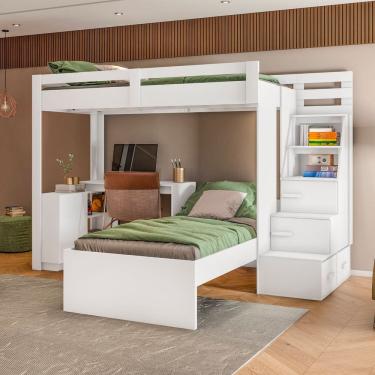 Imagem de Beliche Adulto com Escrivaninha Office Moon Branco