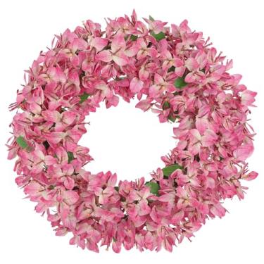 Imagem de Briful Guirlandas de primavera para porta da frente de 45,7 cm guirlanda de flores artificiais buganvílias de seda floral para pendurar ao ar livre para decoração de casa, manto de parede, festa