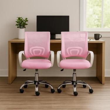 Imagem de Kit 2 Cadeiras Escritório Giratória Office Arco Estofado Mesh - Lar Te