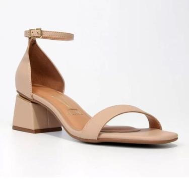 Imagem de Sandália Vizzano Salto Bloco Feminina - Bege, 38