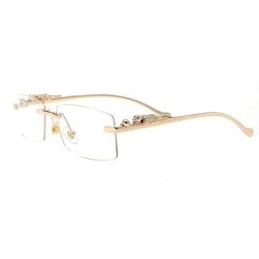 Imagem de Óculos de sol retangulares sem armação, modernos e modernos, com perna de leopardo em metal, para homens e mulheres (C8)