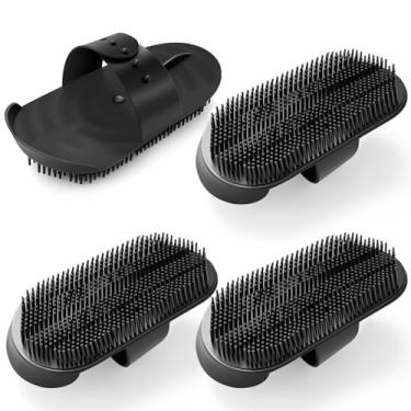 Imagem de LemonRoad 4 escovas de massagem de gado, conjunto de pincéis grandes de plástico para arranhadores de cavalos, multifuncional, uso seco e molhado para banho, massagem, limpeza de cabelo, vaca, gado