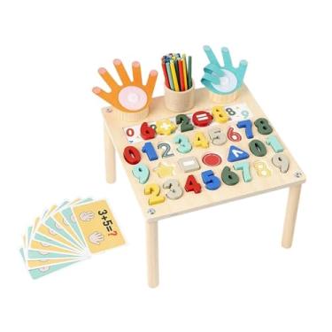 Imagem de Esquirla Brinquedo de aprendizagem de matemática, mesa de atividades de madeira, desenvolvimento infantil, brinquedos educativos, brinquedos sensoriais para, Placa de Números
