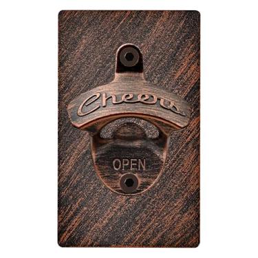 Imagem de Luwanburg Abridor de garrafa de cerveja magnético rústico montado na parede Cheers cobre antigo para trailer poste de lâmpada de carro