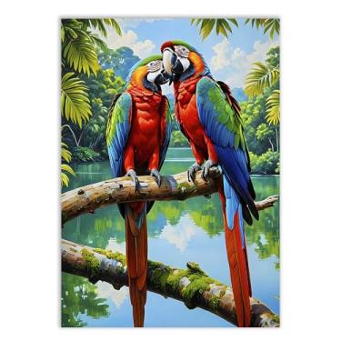 Imagem de Placa Decorativa Araras Casal Aves Natureza Ilustração Decoração Poster Quarto Sala