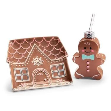 Imagem de burton+BURTON Conjunto de copo e bandeja Gingerbread Man, 20 cm, cerâmica, marrom