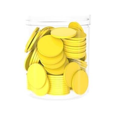 Imagem de MERIGLARE 100 peças de 1 polegada de materiais manipulativos matemáticos, discos de contagem, fichas redondas para crianças, aprendizagem, classificação, Amarelo