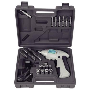 Imagem de Parafusadeira 1/4" 46 Peças Tramontina para Uso Doméstico a Bateria Ni