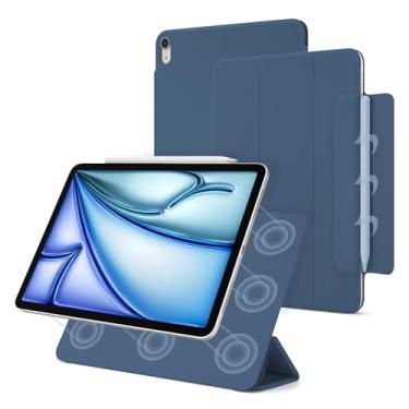 Imagem de Dwopar Capa magnética para iPad Air 6/5/4, capa fina e inteligente para iPad Air 5ª/4ª geração de 10,9 polegadas, modelo 2022/2020, suporte de três dobras para iPad Air 11 polegadas 2024