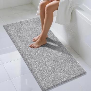 Imagem de Yimobra Tapete de tapetes de banheiro, tapetes de banho extra macios e confortáveis, antiderrapante, absorvente de água e tapete de banheiro grosso, lavagem à máquina, tapetes felpudos para banheiras de chuveiro, 142 cm x 61 cm, cinza