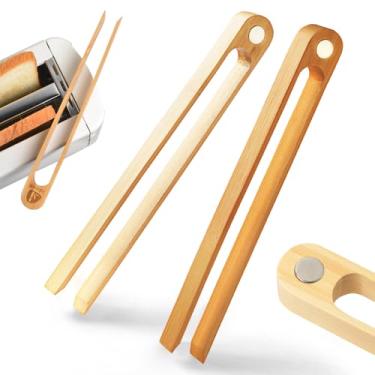Imagem de Torradeira de bambu magnético: 100% natural 22 cm Torradas de madeira para cozinha | Ecológica, economiza espaço, acessório de cozinha moderno para restaurante em casa | Conjunto com 2