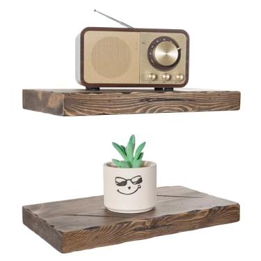 Imagem de BGMG Prateleiras flutuantes de madeira para parede 30,5 cm, conjunto de 2, prateleiras de parede de madeira rústica para banheiro, sala de estar, quarto, cozinha, fazenda, 30 x 17 x 3 cm, nogueira