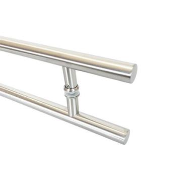Imagem de Puxador Porta Duplo Em Aço Inox 80cm Modelo Tube - DECORPLACE, Escovad