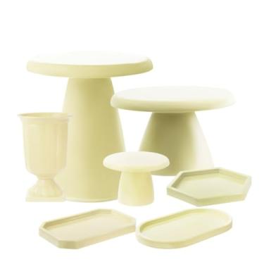 Imagem de Kit Decorativo para Mesa Posta – Boleiras Slim, Vaso Grego, Mini Peças e Bandeja Oval (Bege)