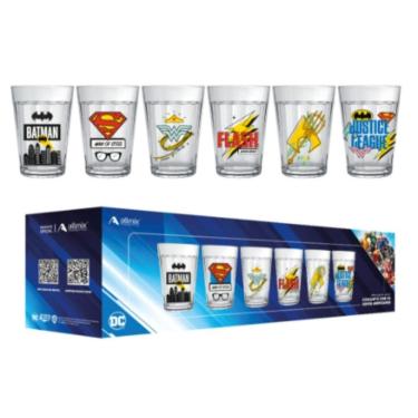 Imagem de Kit 6 Copos Americanos da Liga da Justiça 190ML com Caixa