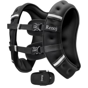 Imagem de Renoj Colete pesado para mulheres e homens: 4,5 kg/5,4 kg/7,3 kg Colete de treinamento com pesos para treino, corrida, caminhada, exercício, fitness, perda de peso, levantamento de peso - com tiras
