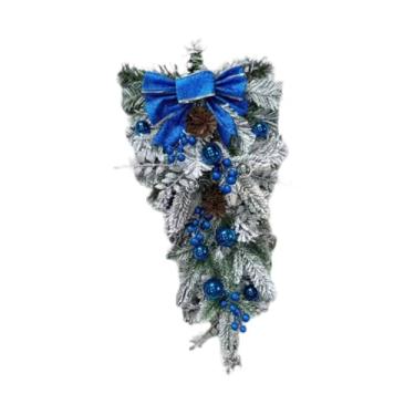Imagem de Esquirla Guirlanda de Natal, enfeite decorativo realista para pendurar, guirlanda de porta de entrada para festa em casa, feriado, casamento, decoração de, Azul
