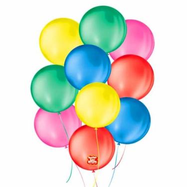 Imagem de Balão Bexiga São Roque Liso 9 Polegadas Redonda C/50 Sortida 108149650