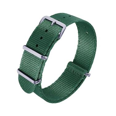 Imagem de JWNSPA Pulseira de relógio de substituição de nylon balístico – 20 mm 22 mm Uma peça pulseira de relógio com fivela polida para homens e mulheres (20 mm, verde)