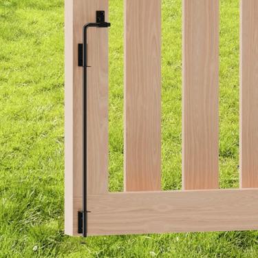 Imagem de Haste de queda de portão de cana de 61 cm, trava quadrada para uso pesado, parafusos de cana para portões de cercas de metal e vinil de madeira (acabamento preto, 1 pacote)
