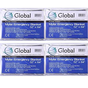 Imagem de Cobertores de sobrevivência Mylar – Pacote com 4 – Cobertor de fogo para segurança, capas térmicas para caminhadas, maratonas, kits de emergência – à prova de intempéries, reflexivo e à prova de vento
