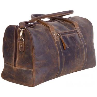 Imagem de Bolsa de Viagem Masculina Clássica de Couro, KOMALC, Marrom
